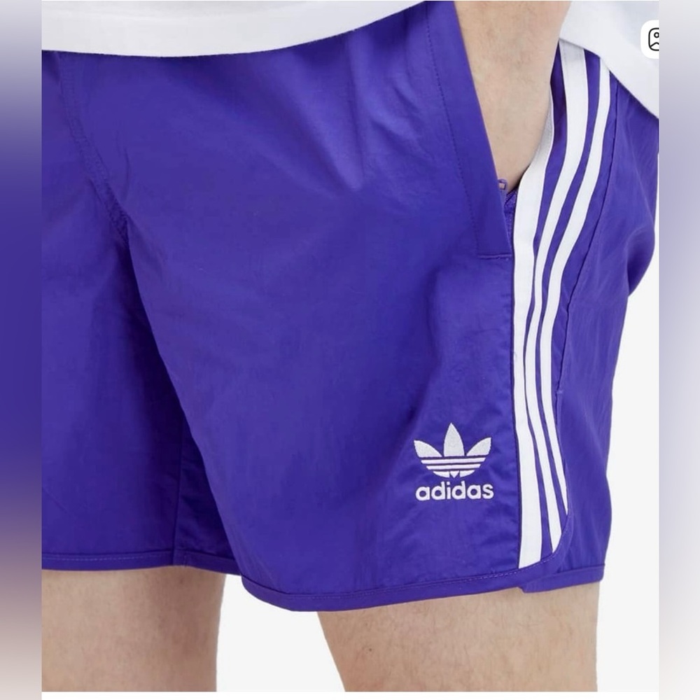 Adidas purple Sprinter Shorts with triple  White Stripes sz XS